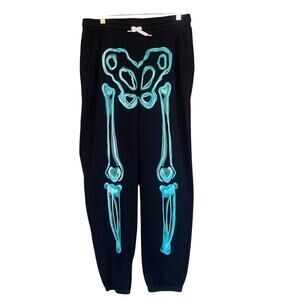 Old Navy Black Joggers with Blue Skeleton Design